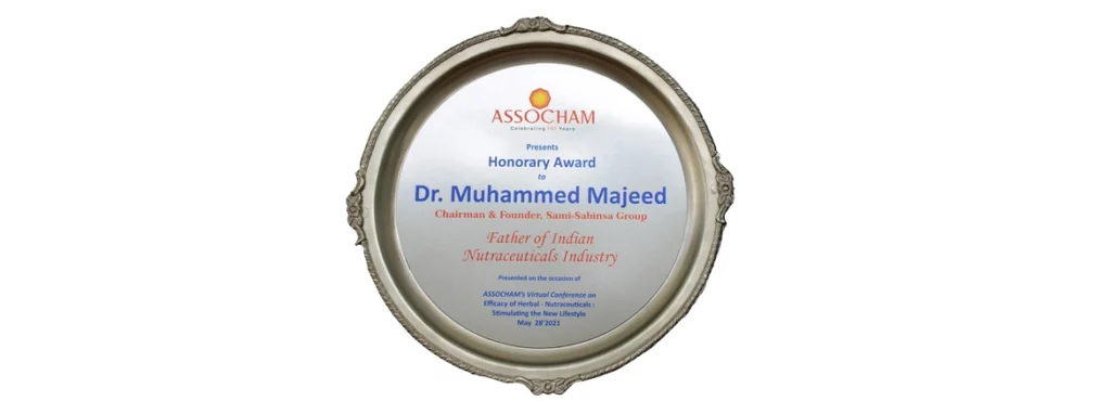 Sabinsa Founder Dr. Muhammed Majeed Named Father of Indian Nutraceuticals Industry by ASSOCHAM
